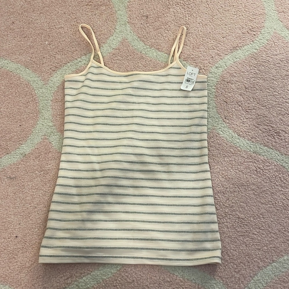 Loft size small light pink and gray strip cami